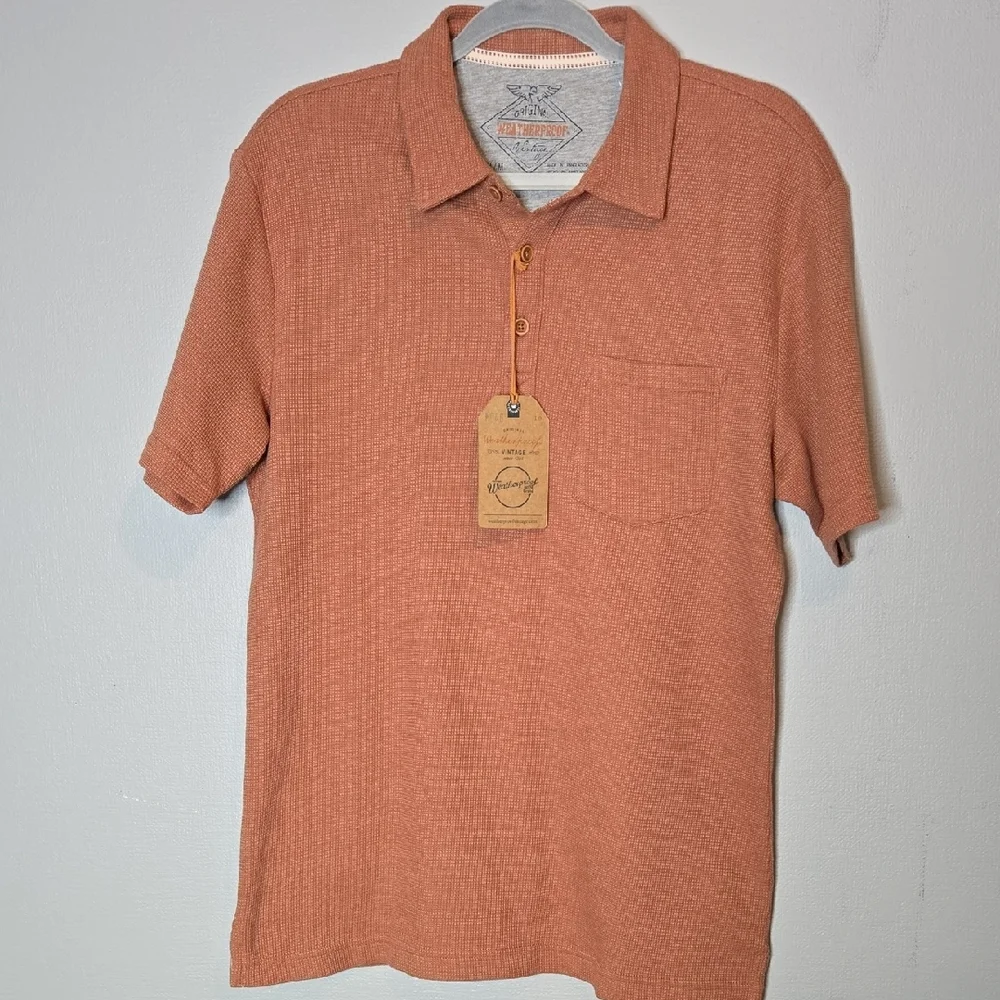 Weatherproof Vintage Polo Shirt, Tandoori Spice Orange, Mens Size Medium, NEW - Picture 1 of 8